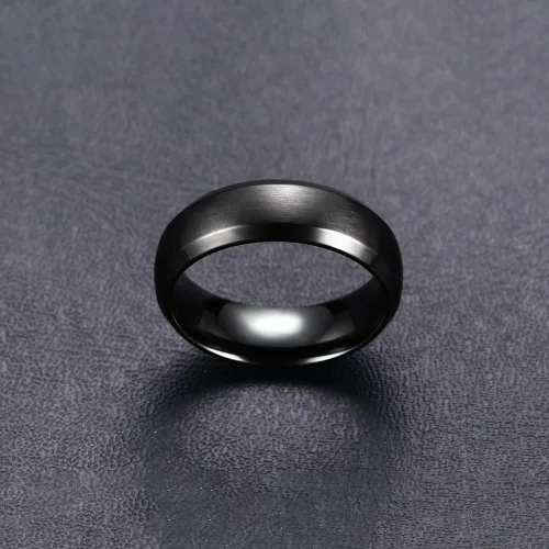 Vista 3 de TTVOVO Anillo de acero inoxidable cepillado mate para hombre de 0.157 in, 0.236 in, 0.315 in, 0.394 in, color negro, azul, plateado, anillo