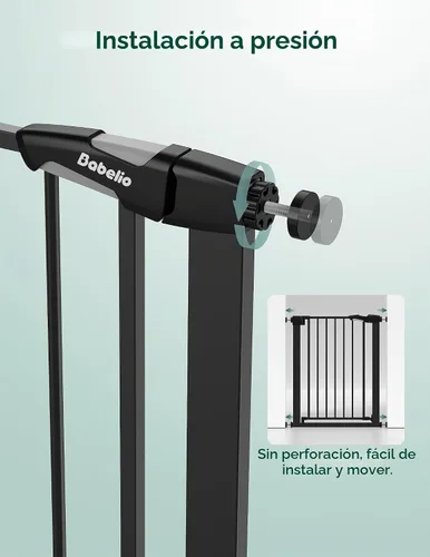 Vista 7 de BABELIO Puerta estrecha para bebé de 26 a 28.5 pulgadas, fácil de instalar, puerta para mascotas de cierre automático para escaleras y puertas Negro