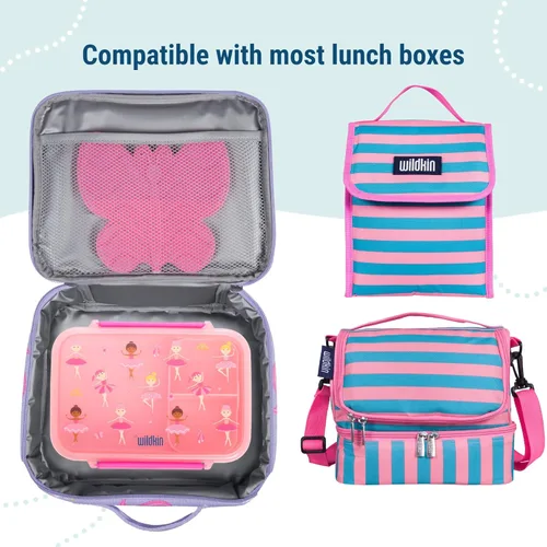 Vista 5 de Wildkin Paquetes de hielo para niños (paquete de 4) – Delgadas, reutilizables, mantiene el almuerzo fresco para la escuela/viajes, mariposa