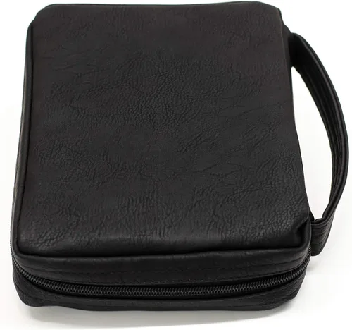 Vista 2 de Dicksons Cruz negra suave en relieve con bolsillo frontal, cubierta de piel con asa para la Biblia, tamaño pequeño
