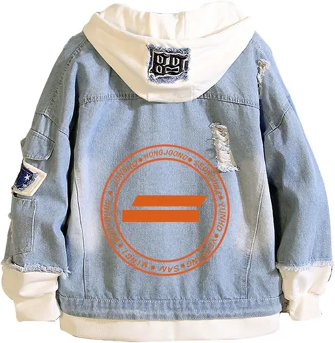Vista 6 de KPOP Skz - Chaqueta de mezclilla con capucha para mujer y hombre