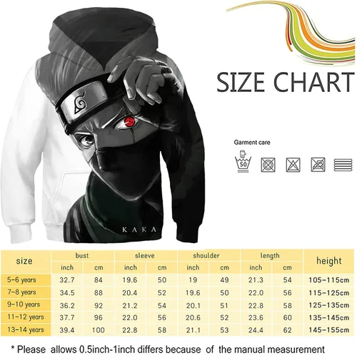 Vista 3 de CHAOS MONKEY Sudaderas con capucha unisex de anime para niños y niñas, con estampado 3D, con bolsillo para 5 a 14 años