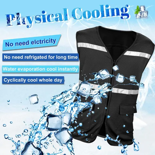 Vista 2 de Sukeen Chaleco de enfriamiento de hielo para hombres y mujeres, chaqueta reflectante para el trabajo en climas cálidos, deportes al aire libre