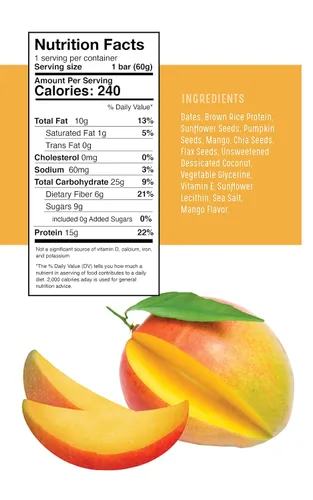 Vista 3 de Amrita Mantequilla de girasol y gelatina (12 barras) + mango coco (12 barras) paquete de barras de proteínas Sin maní, sin soja, sin gluten, sin