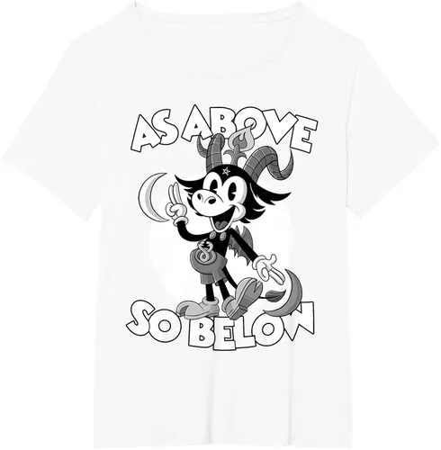 Vista 66 de Camiseta de dibujos animados retro de Baphomet Pagan As Above So Below, Negro, S