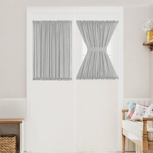 Vista 23 de Turquoize Elegantes cortinas de lino para puerta francesa, paneles de cortina de filtrado de luz, panel de lino con bolsillo para barra, panel