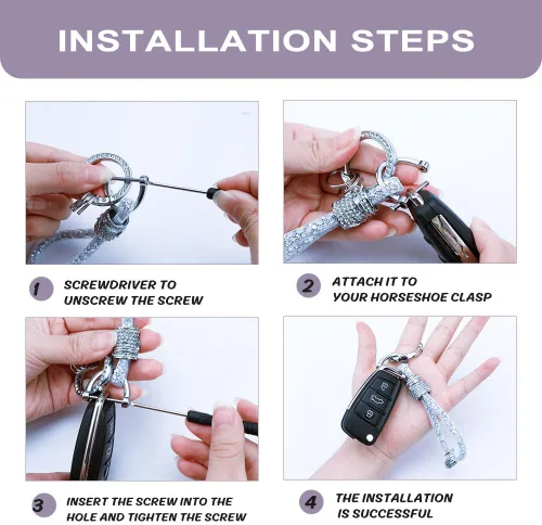 Vista 5 de Llavero de cristal para mujer, llaveros de cristal para llaves de coche, llaveros brillantes para mujer, llavero de diamantes de imitación