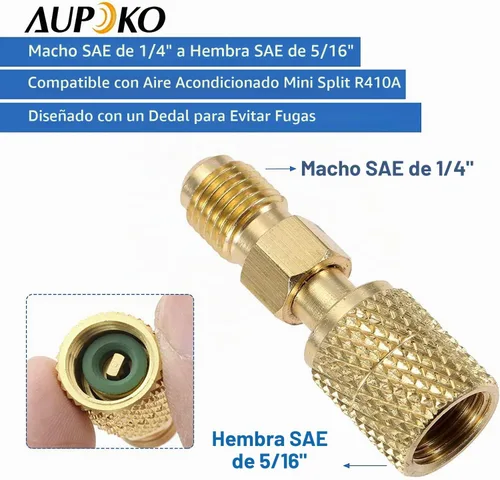 Vista 4 de Kit de manguera de recarga Aupoko R134A con manómetro, manguera de recarga de refrigerante AC de 59' con conector hembra de 1/2" tipo punción