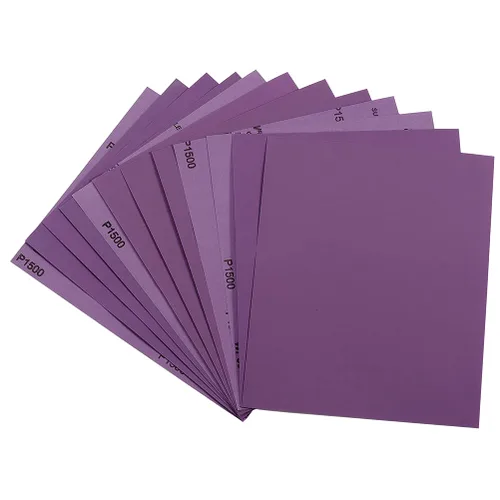 Vista 11 de Papel de lija de grano 60, hojas de lija en seco y húmedo de 9 x 11 pulgadas, papel de lija abrasivo avanzado de alúmina blanca fundida para acabado