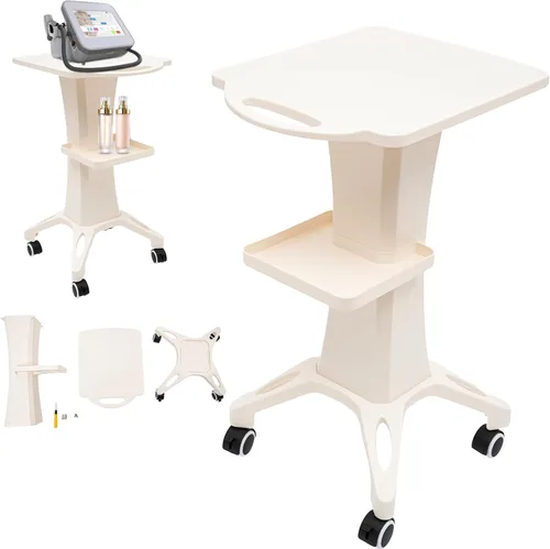 Vista 9 de Carrito de salón rodante - Carro móvil de aluminio con soporte para carritos rodantes médicos para cavitación ultrasónica, máquina RF, estante