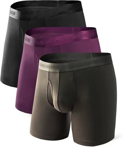 Vista 11 de DAVID ARCHY - Calzoncillos tipo bóxer para hombre (ultra suaves, con soporte, bolsillo, transpirables) en paquete múltiple Negro-a- 6.5