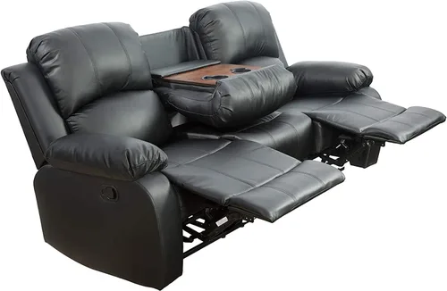 Vista 32 de Juego de muebles de cuero sintético para sala de estar, juego de sofá reclinable, sofá de dos plazas, juegos de muebles para sala de estar, sofá