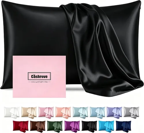 Vista 16 de Fundas de almohada de seda con cremallera, funda de almohada de morera, azul bebé, estándar, 1 unidad 20x26 Silk Pillowcase for Hair and