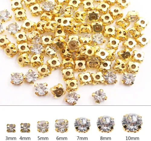 Vista 7 de Diamantes de imitación de 0.118 in a 0.394 in (0.394 in, 72 unidades) Metal Claws With Holes, Flatback, Clear Crystal Stones, Sewing Crafts Gems