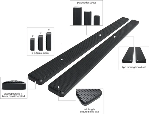 Vista 5 de APS iBoard - Estribos para Jeep Wrangler JL, tamaño mediano, 4 pulgadas, Aluminio negro