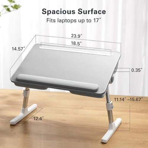 Vista 14 de HUANUO Escritorio para Cama y Computadora Portátil, Bandeja para Computadora Portátil para Cama, Sofá, Escritorio de Regazo para Trabajar, Comer