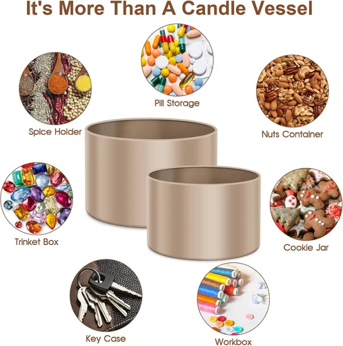 Vista 7 de AOSWELE 24 latas de velas doradas, recipientes de vela mate premium para kit de bricolaje