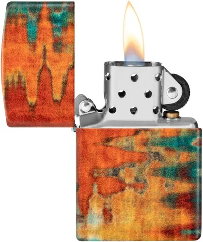 Vista 4 de Zippo Encendedor de bolsillo de color naranja con pinceladas de 540
