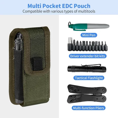 Vista 2 de Funda multiherramienta EDC compatible con Leatherman Wave Plus Wingman Surge Rebar, bolsa multiusos con clip para cinturón, bolsa de herramientas