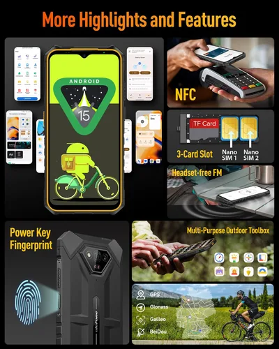 Vista 8 de Ulefone Armor X13 Teléfonos resistentes desbloqueados, IP68/IP69K teléfono impermeable, MTk Helio G36 12GB+64GB, cámara de visión nocturna de 50