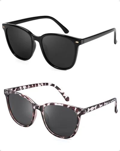 Vista 20 de FIMILU Paquete de 2 lentes de sol polarizados para mujer, lentes de protección UV400, montura grande, lentes de moda, elegantes