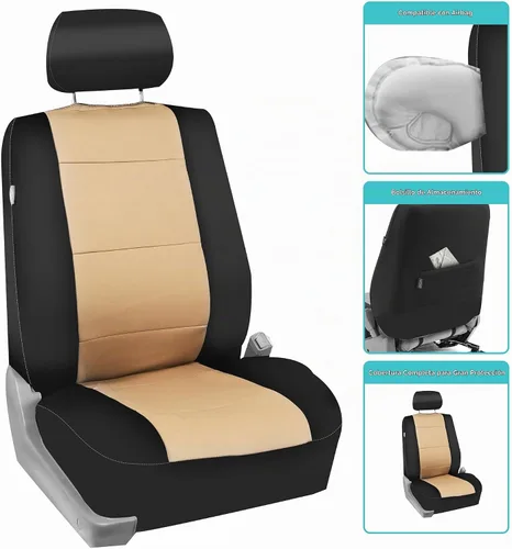 Vista 3 de FH Group Juego de fundas de asiento delantero de automóvil de neopreno impermeable - Funda de asiento delantero de ajuste universal con bolsillos