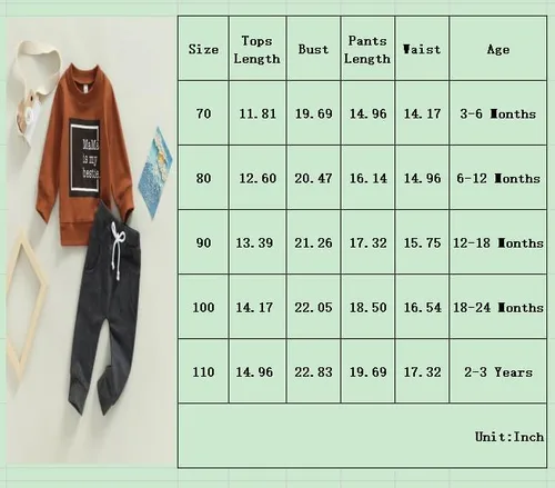 Vista 7 de Toddler Baby Boy Fall Clothes Long Sleeve Letter Print Crewneck Sweatshirt + Jogger Pant Infant Boys Winter Outfits