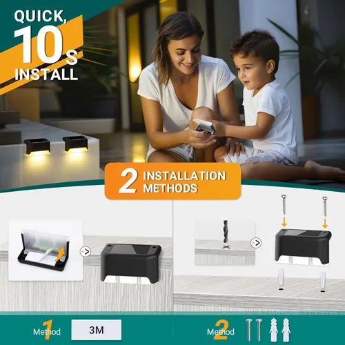 Vista 5 de SOLPEX - Luces solares para cubierta al aire libre, impermeables, paquete de 12 unidades, luces LED para escalones, terraza, vallas, patios