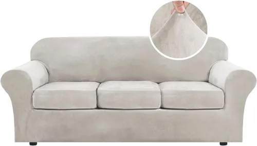 Vista 20 de H.VERSAILTEX - Funda elástica para sofá de 2 piezas, funda protectora de terciopelo, suave, con parte inferior elástica, con un ancho de hasta 49