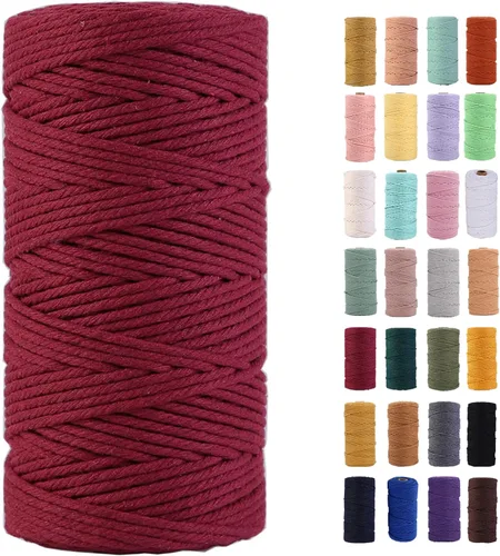 Vista 57 de Cuerda de macramé azul aire de 0.079 in x 220 yardas, cuerda de algodón colorido de algodón suave para colgar en la pared, colgadores de plantas