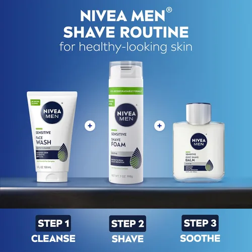 Vista 9 de NIVEA MEN - Espuma de afeitado sensible con vitamina E, extractos calmantes de manzanilla y hamamelis, paquete de 6 latas de 7 onzas