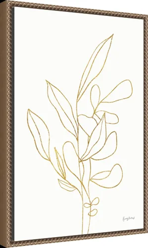 Vista 2 de Amanti Art Lienzo enmarcado para pared, 16 x 23 pulgadas, diseño floral enraizado V dorado por Becky Thorns, arte de lienzo enmarcado