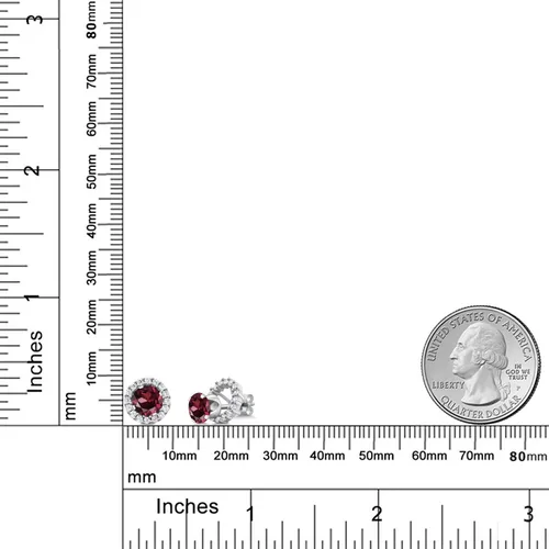 Vista 48 de Gem Stone King Aretes redondos de plata de ley 925 de 0.236 in con piedra natal extraíble para mujer