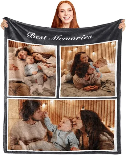 Vista 20 de ShineSand Manta personalizada con foto, manta de fotos personalizada con texto de nombre, manta divertida personalizada, manta de forro polar