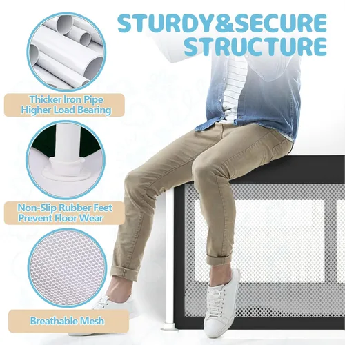 Vista 2 de TOREVSIOR Corralito plegable para bebés con alfombra, 50"×50" corralito plegable para bebés y niños pequeños, corral de seguridad para niños