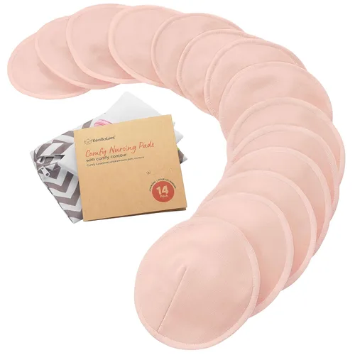 Vista 21 de Almohadillas de lactancia de viscosa de bambú orgánico, 8 almohadillas lavables para lactancia materna, bolsa de lavado, reutilizables