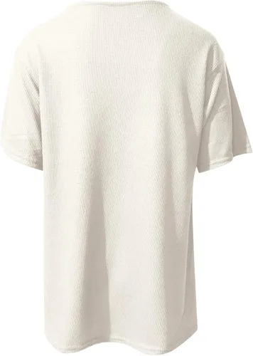 Vista 5 de Women Swim Tee Women Elegant Top Shirt V Neck Zipper Off Shoulder Short Sleeves Printed T Shirt Fashion Casual