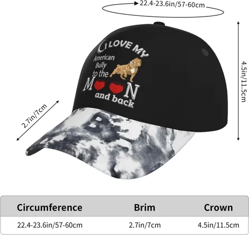 Vista 2 de I Love American Bully - Gorra de béisbol ajustable para hombres y mujeres, sombrero de papá
