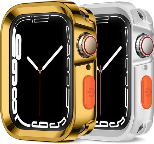 Vista 24 de Amizee 2 Pack Estuche Resistente Compatible con Apple Watch Serie 9/8/7 41mm SE 3/2/1 Serie 6/5/4 40mm, Funda Protectora Amortiguadora de TPU Blanda