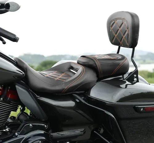 Vista 25 de TCT-MOTORPARTS Driver Rider - Almohadilla de respaldo para Harley Touring 2009-2023 Road King Street Road Electra Glide Ultra Black Stitching