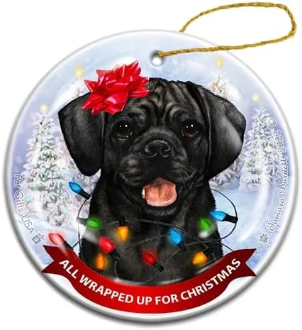 Vista 2 de Puggle Fawn All Wrapped Up Ornament