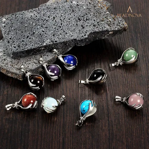 Vista 5 de BEADNOVA collar con gema de curación con cadena de acero inoxidable de 18 pulgadas, con embalaje de caja de regalo