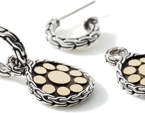 Vista 3 de Aretes colgantes redondos pequeños con lunares dorados y plateados para mujer, Metal, No es una piedra preciosa