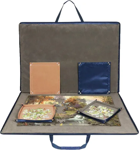 Vista 8 de Lavievert Tablero de rompecabezas de 1000 piezas con funda acolchada, funda portátil con 4 bandejas de clasificación y tabla desmontable