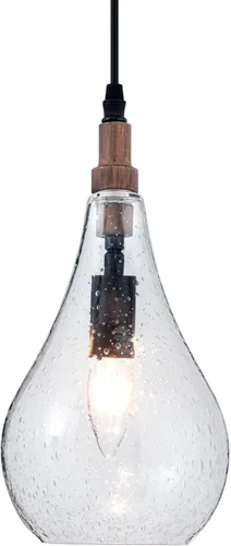 Vista 5 de Lámpara colgante de cristal con semillas de madera de granja, lámpara colgante industrial ajustable para cocina, isla, comedor, dormitorio Sembrado