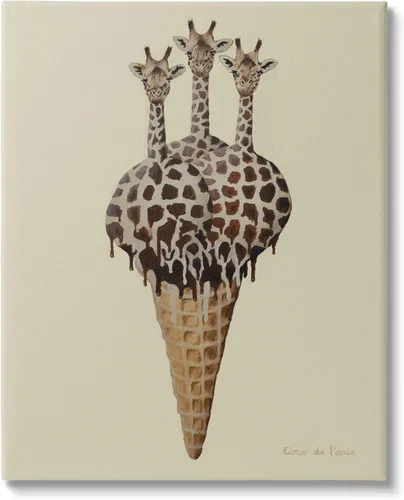Vista 8 de Stupell Industries Cuchara de helado de tres jirafas, diseño de Coco de Paris Stupell Industries 10 x 15 Inches, Easy to Hang and Sturdy, Made