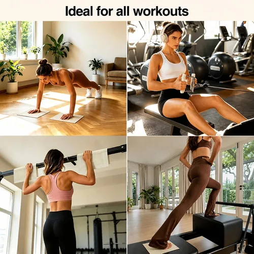 Vista 4 de Alfombrilla antideslizante para pilates, almohadillas de entrenamiento de mano, guantes plegables para yoga, dominadas, gimnasio