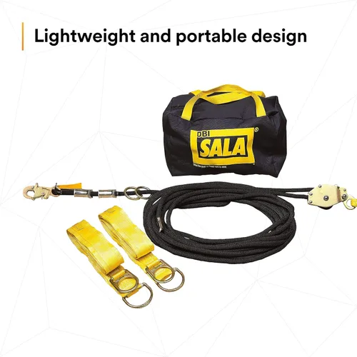 Vista 4 de 3M DBI-SALA Sayfline 7600505 Sistema de línea de vida horizontal, cuerda Kernmantle de 50 pies con tensor, absorbente de energía, dos adaptadores