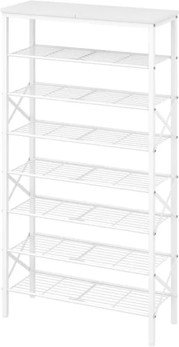 Vista 22 de YATINEY Zapatero de 8 niveles, organizador de almacenamiento de zapatos de gran capacidad que sostiene 32 pares, resistente y estable, para entrada