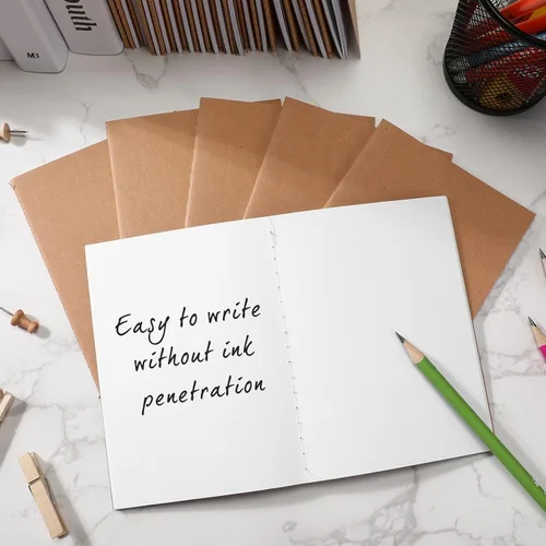 Vista 7 de Sherr Paquete de 200 cuadernos pequeños de estraza tamaño A6 en blanco sin forro, mini cuadernos de papel kraft, mini cuadernos de bocetos